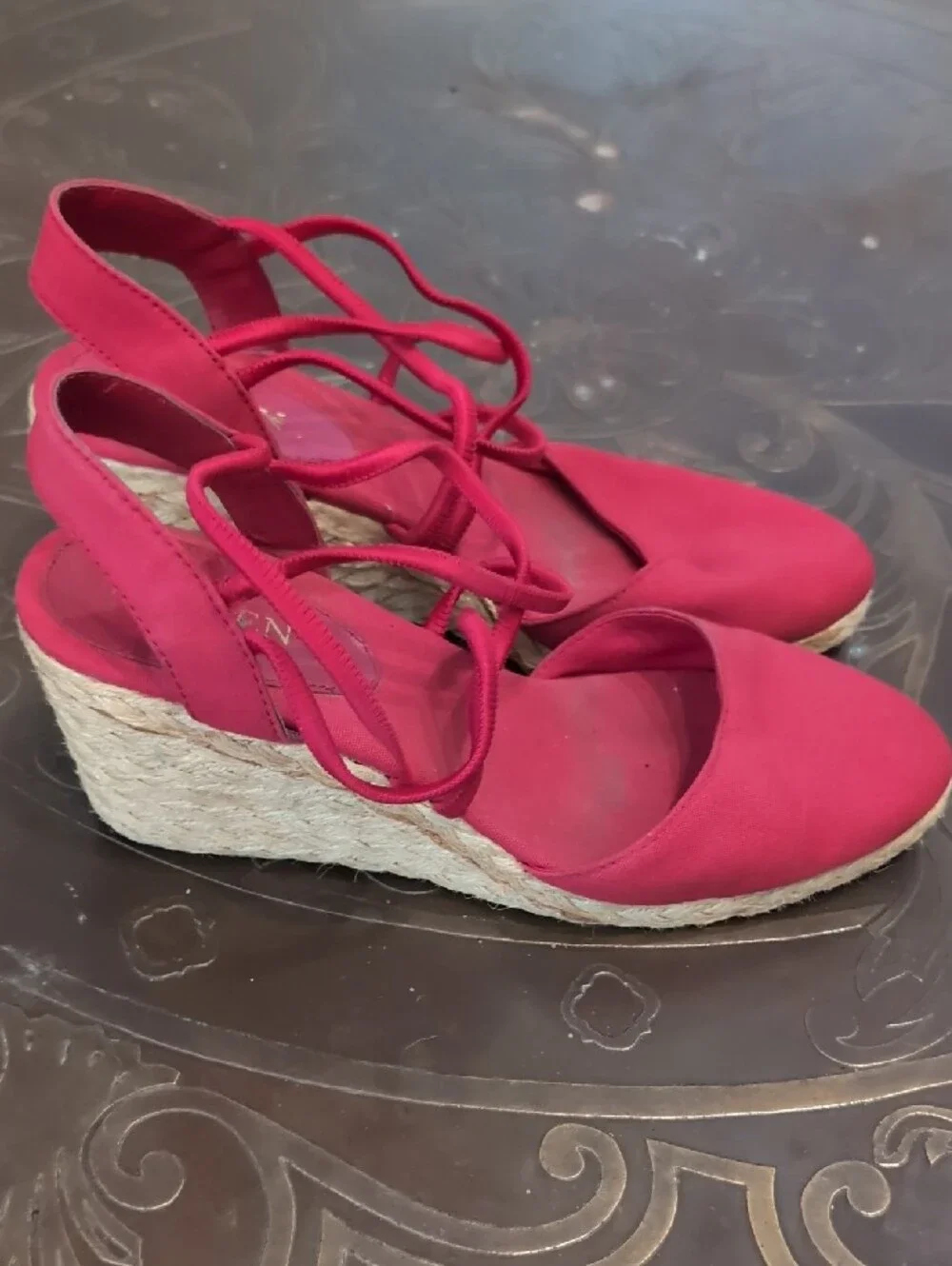 Ralph Lauren Red Espadrille Lace-Up Wedges